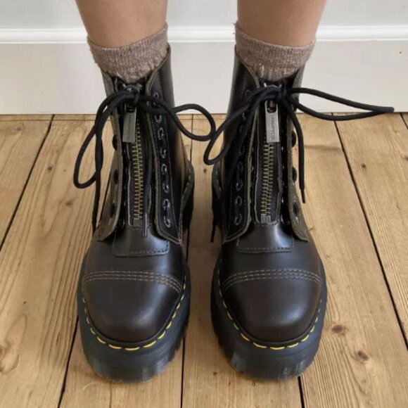 Dark Taupe - DR. MARTENS SINCLAIR ZIP UP ORLEANS LEATHER PLATFORM BOOTS MSRP$280 - Picture 2 of 16